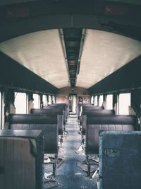 Empty vehicles seats in old train