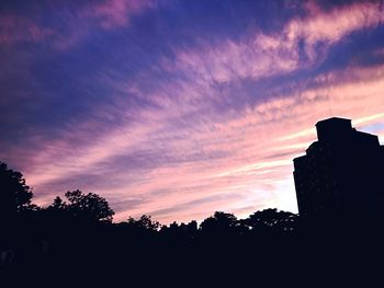 Silhouette of trees against dramatic sky