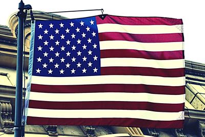 Low angle view of american flag