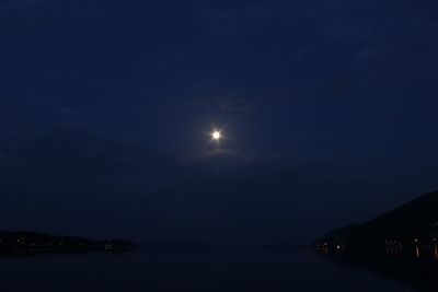 Scenic view of lake against sky at night