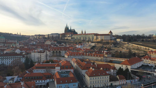 High angle view of townscape against sky