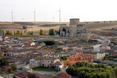 Residential district against sky