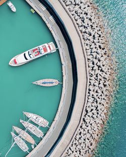 High angle view of boat in river