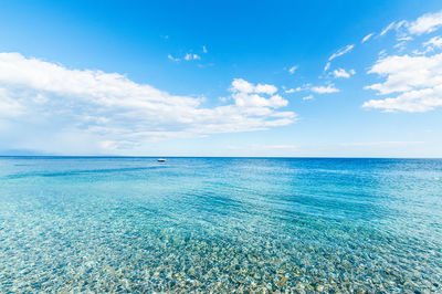 A panoramic view of the infinity mediterranea sea in front of the little towns.