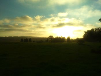 Scenic view of field against sky during sunset