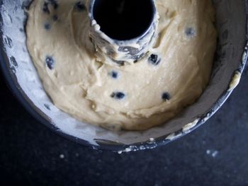 High angle view of bread in container