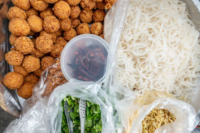 High angle view of bread in container