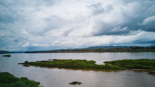 Scenic view of lake against sky