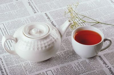 Close-up of tea cup on table