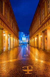 Illuminated buildings at night