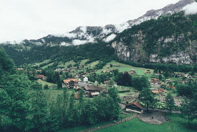 Village against mountains