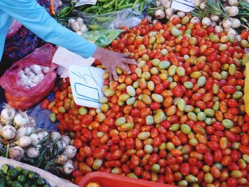 High angle view of market stall