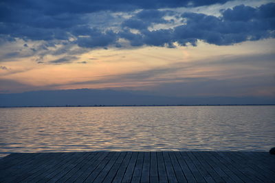 Scenic view of sea against sky at sunset