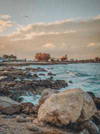 Scenic view of sea against sky during sunset