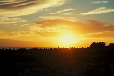 Silhouette landscape against sky during sunset