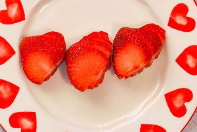Close-up of strawberries in plate