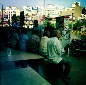 People standing in city