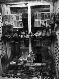 Low section of man standing in store