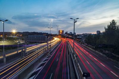 Light trails on highway at night