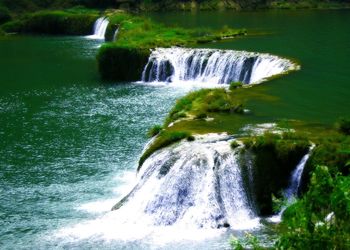 Scenic view of waterfall