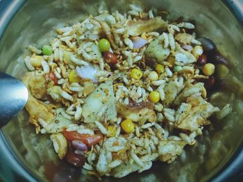 High angle view of food in bowl