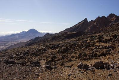 Scenic view of arid landscape against sky