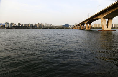 Bridge over river against sky