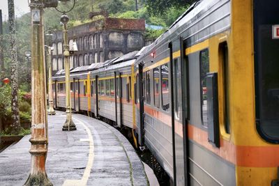 Train on railroad station platform