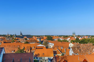 Panoramic view of quedlinburg old town, germany