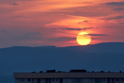 Silhouette buildings against sky during sunset