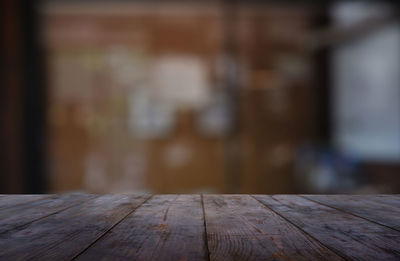 Close-up of wooden table