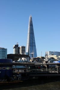 View of buildings against clear sky