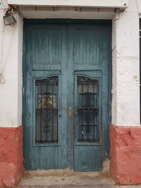 Closed door of old building