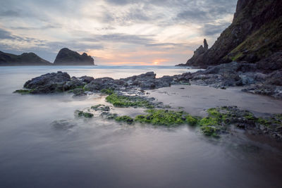 Scenic view of sea against sky during sunset