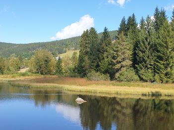 Scenic view of lake against sky