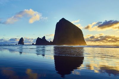 Scenic view of sea at sunset