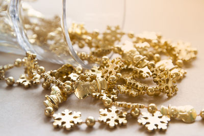 Close-up of decorations on table