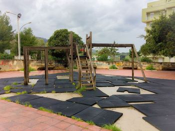 Gazebo in park against sky