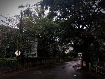 Road by trees against sky