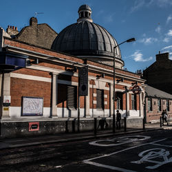 Exterior of city against sky