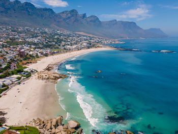 High angle view of beach against sky