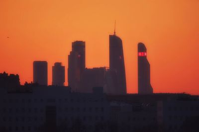 Skyscrapers at sunset