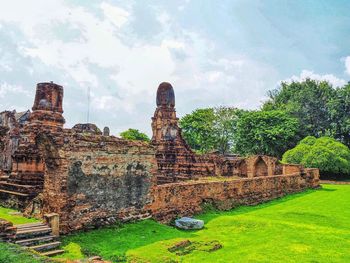 Old ruins of temple against sky