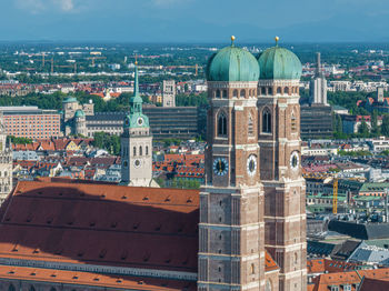 Aerial view of munich's largest gothic church  the frauenkirche.