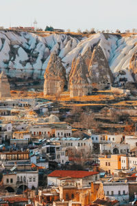 High angle view of buildings in town göreme cappadocia