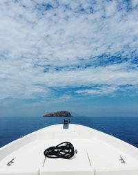 Boat on sea against sky