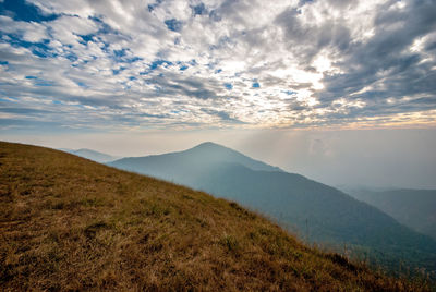 Scenic view of landscape against sky during sunset