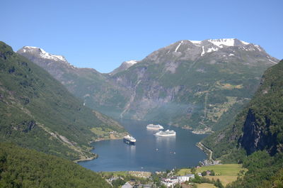 Scenic view of mountains against clear sky