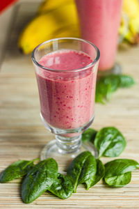Close-up of drink in glass on table