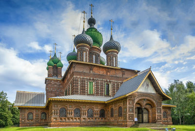 Low angle view of temple building against sky